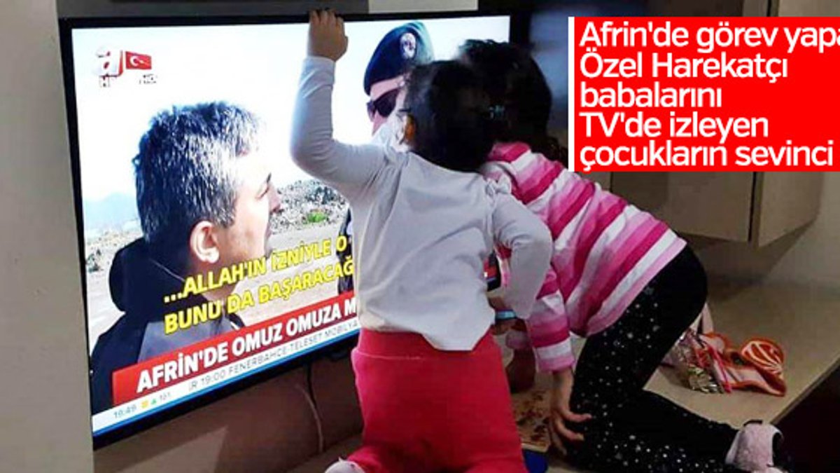 Babalarını televizyonda gören polis çocuklarının sevinci