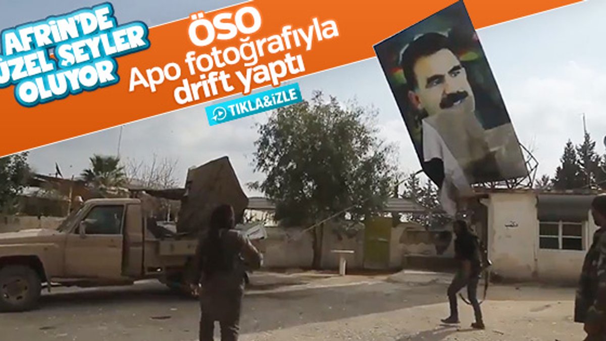 Afrin'de Öcalan fotoğrafıyla drift şov