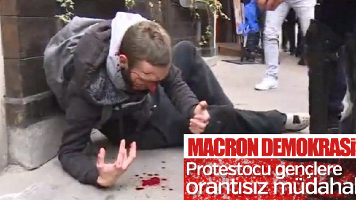 Fransa'da Macron karşıtı gösteriye polis dayağı
