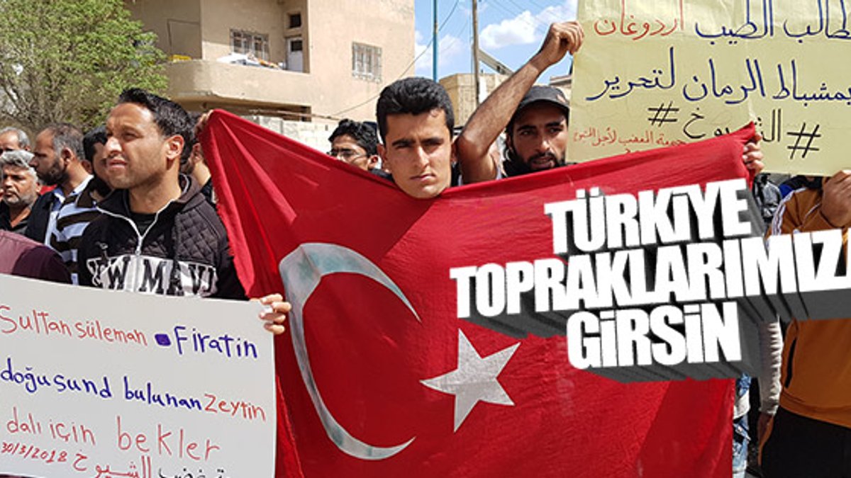 Cerablus'ta TSK'ya Türk bayrağıyla destek verildi