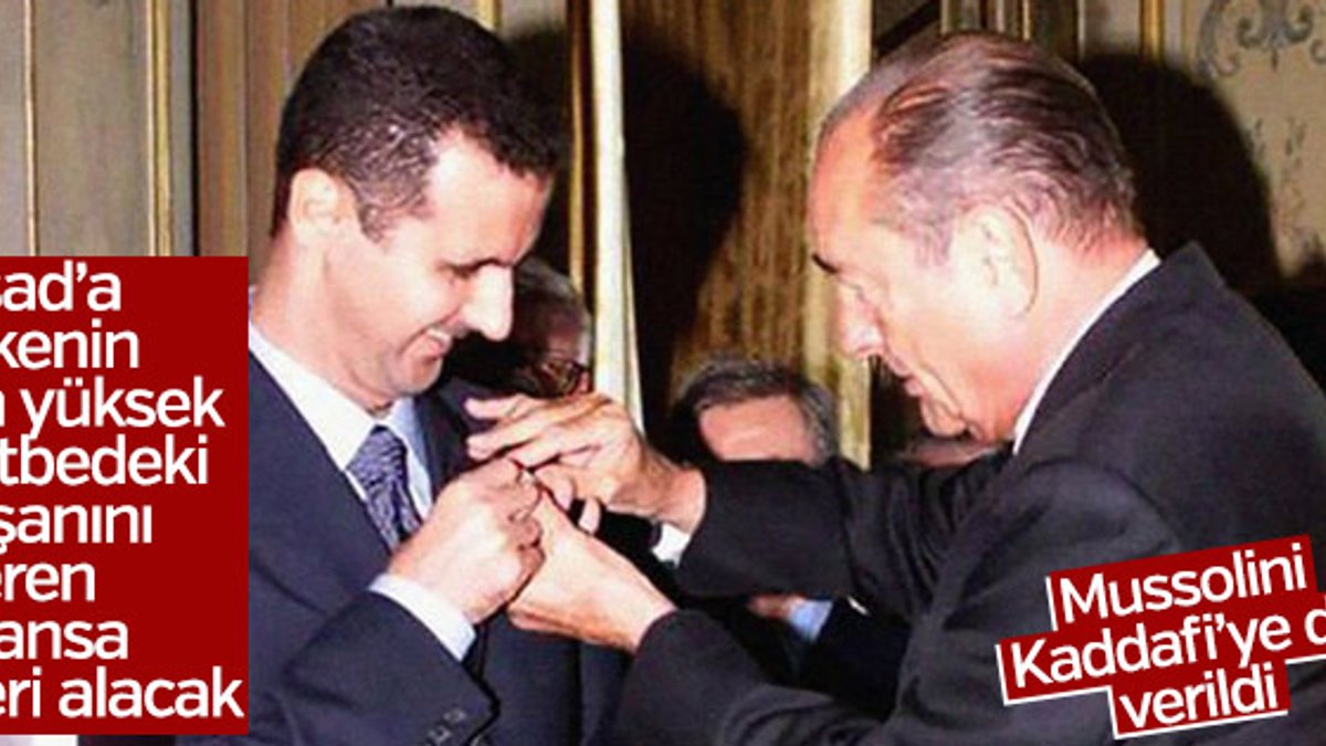 Fransa Esad'a verdiği nişanı geri alacak