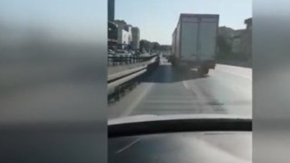 Tır sürücüsü İstanbul'da tek lastiği olmadan gezdi