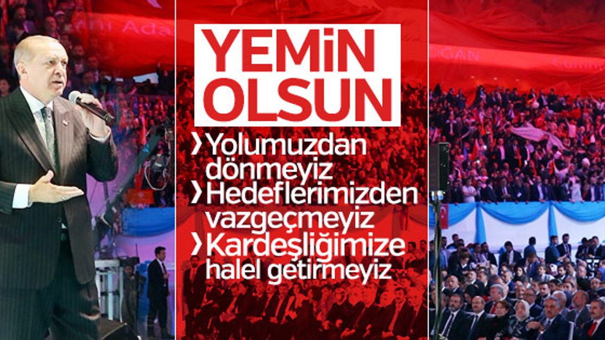 Erdoğan, partililerle yemin etti: Yolumuzdan dönmeyiz