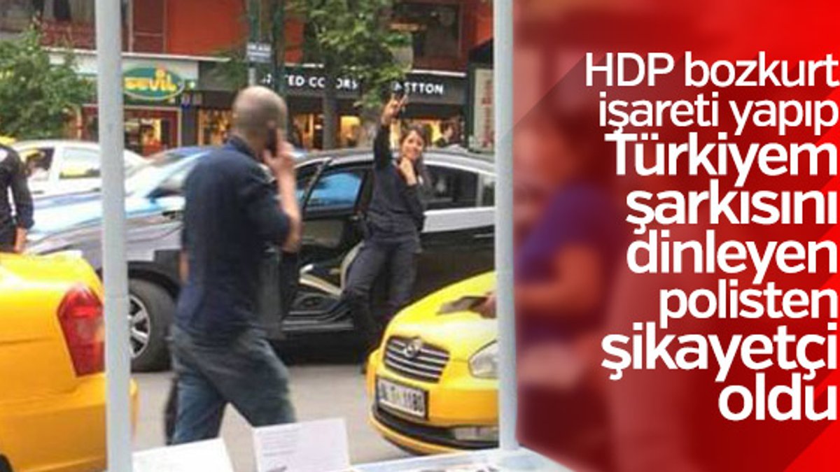 Kadın polis bozkurt işareti yaptı HDP'liler rahatsız oldu
