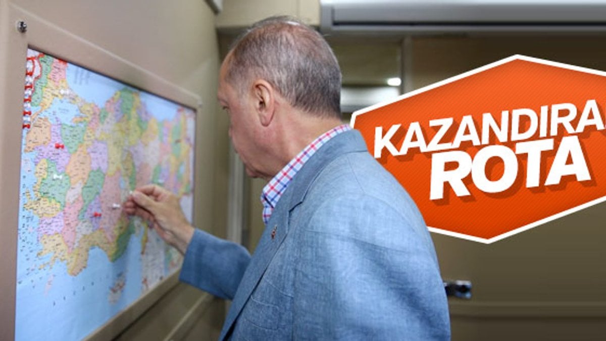 Cumhurbaşkanı Erdoğan gittiği yerleri işaretliyor