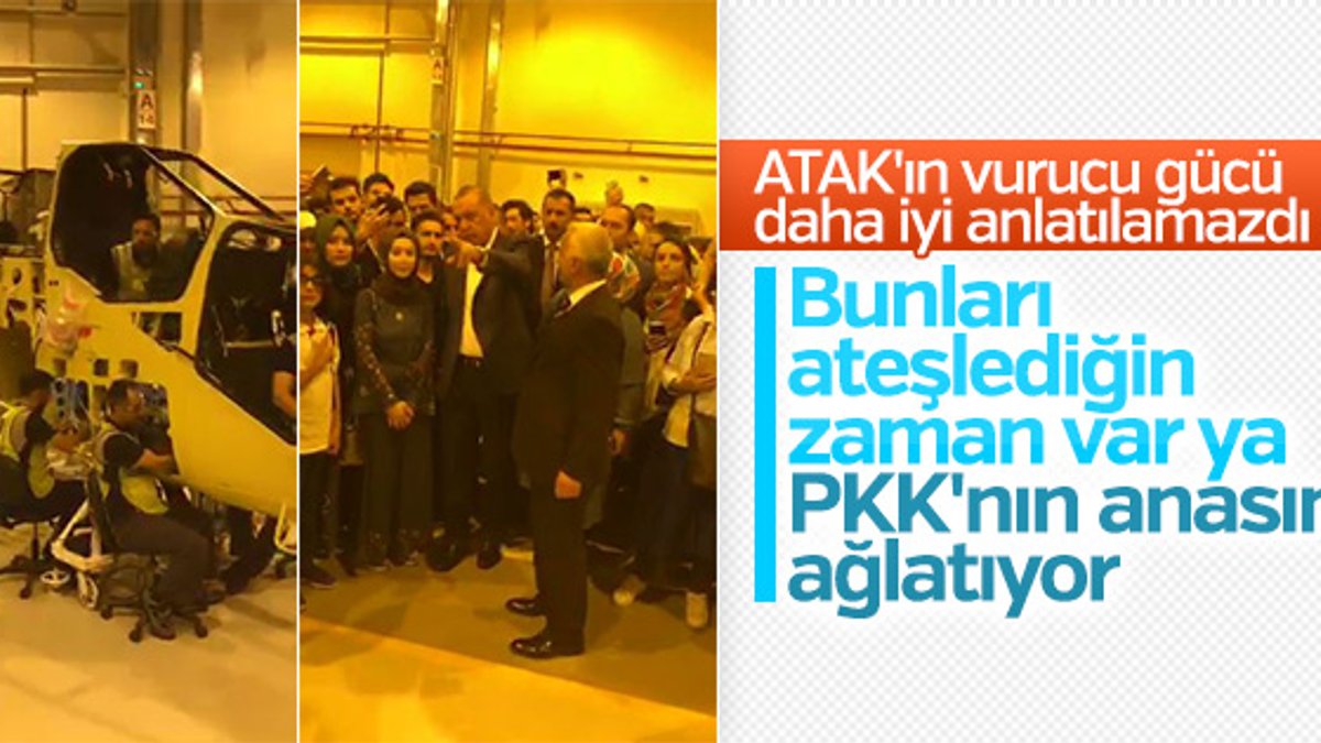 Erdoğan gençlerle Atak'ın üretim merkezini inceledi