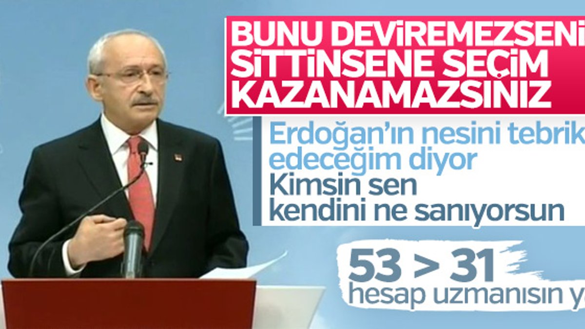 Kemal Kılıçdaroğlu, Erdoğan'ı tebrik etmeyecek