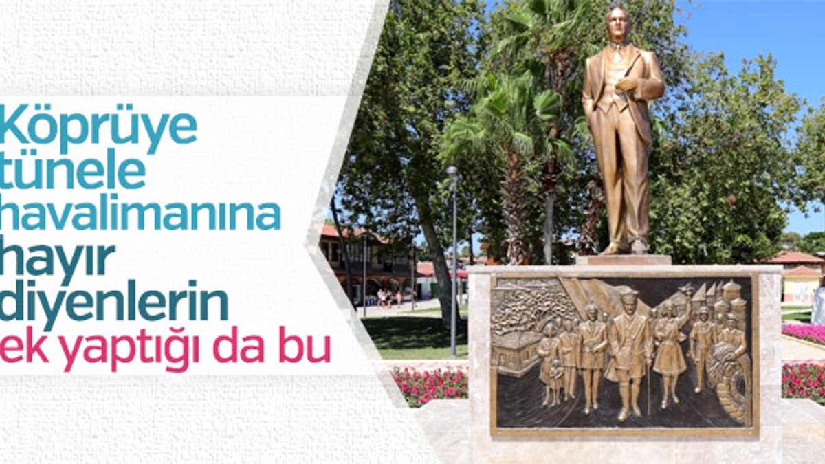 CHP'li belediyeden Side'ye rölyefli Atatürk heykeli
