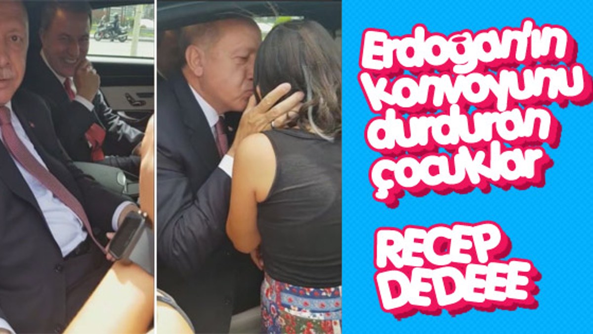 Erdoğan, çocukları görünce konvoyunu durdurdu