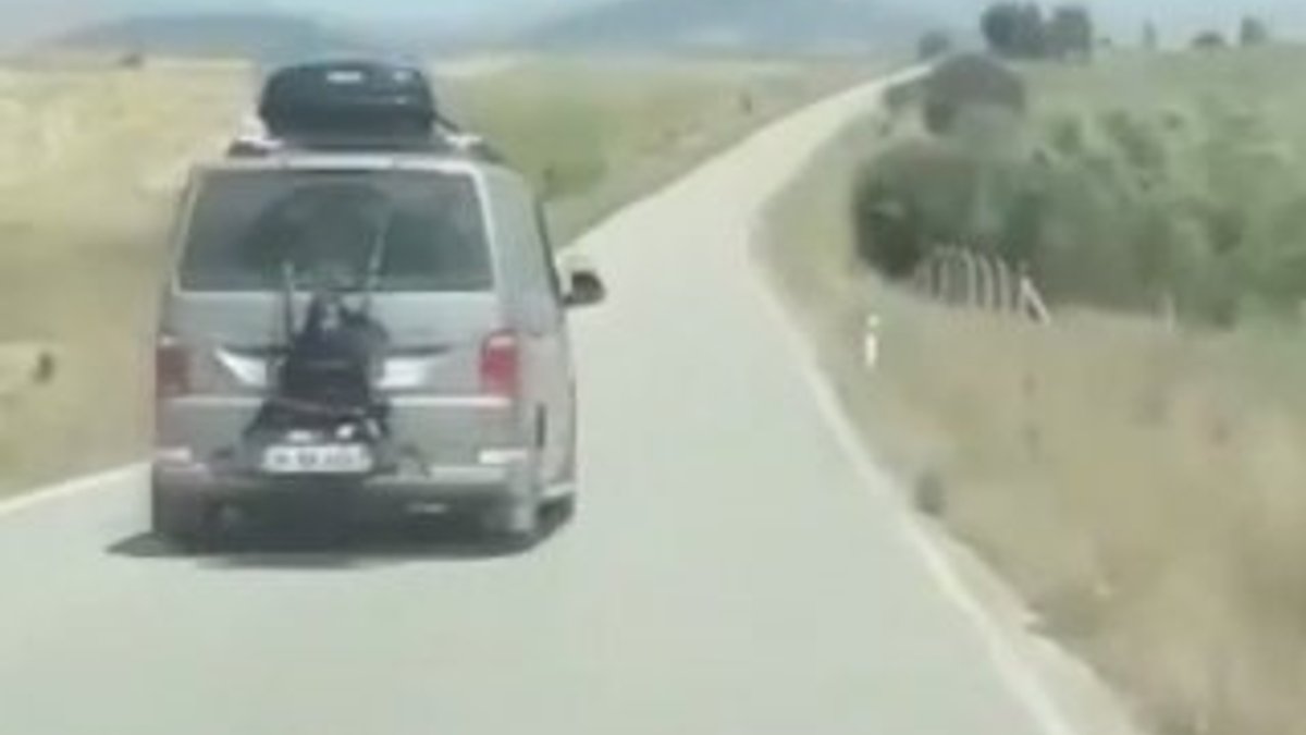 Çankırı'da bir kadın minibüsün arkasına bağlandı
