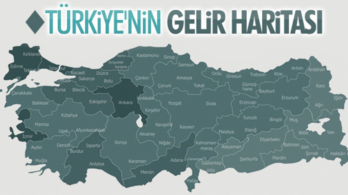 Türkiye'de şehirlere göre gelir dağılımı