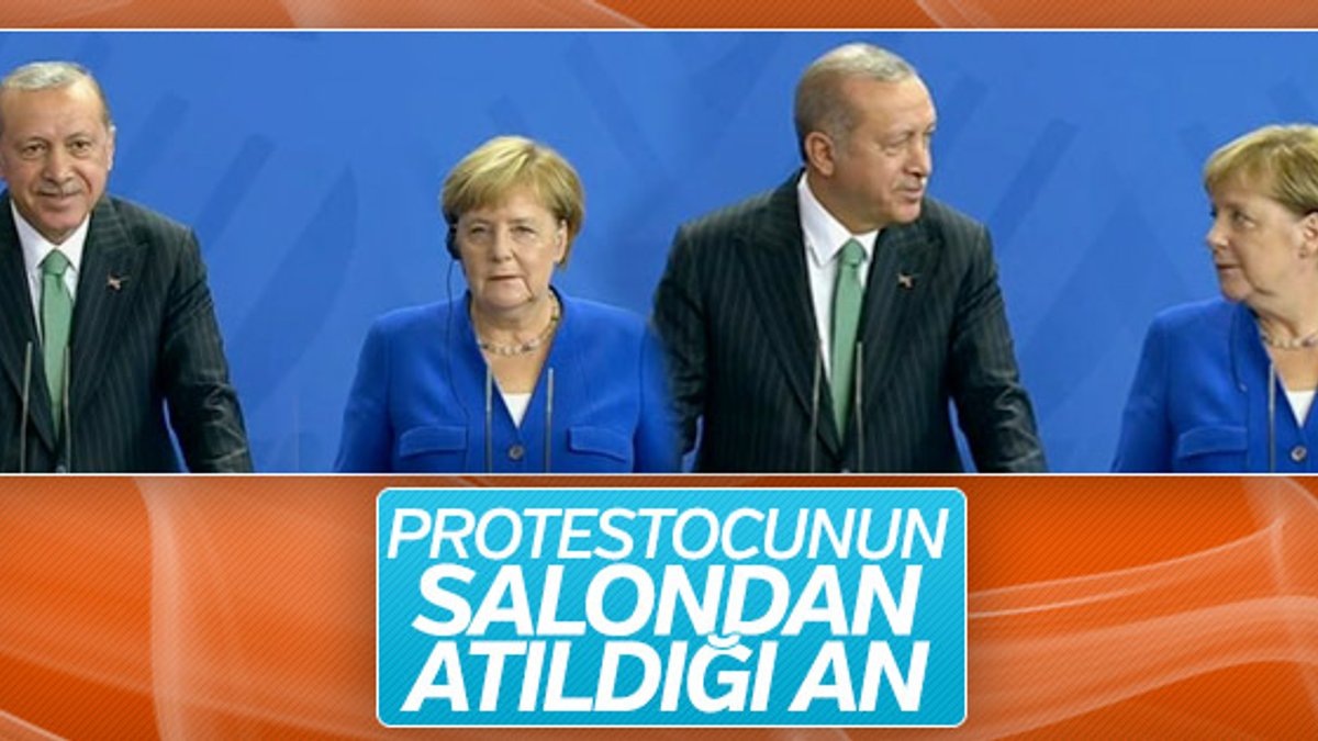 Erdoğan-Merkel toplantısında protesto girişimi