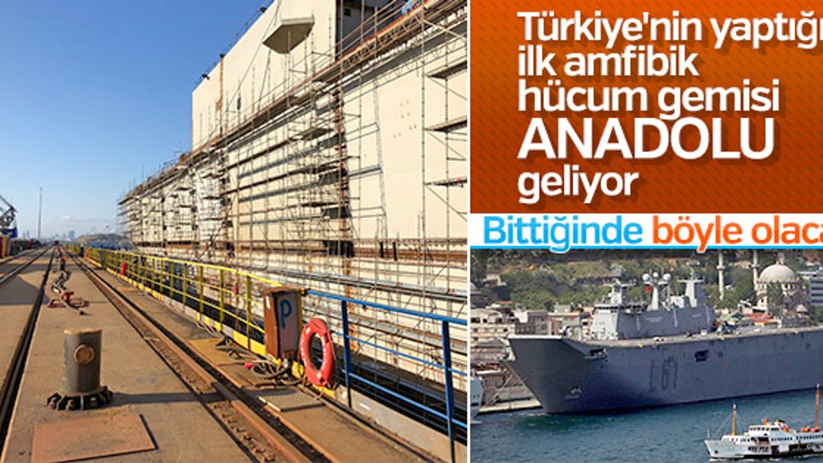 Türkiye'nin ilk amfibik hücum gemisinin gövdesi tamamlandı