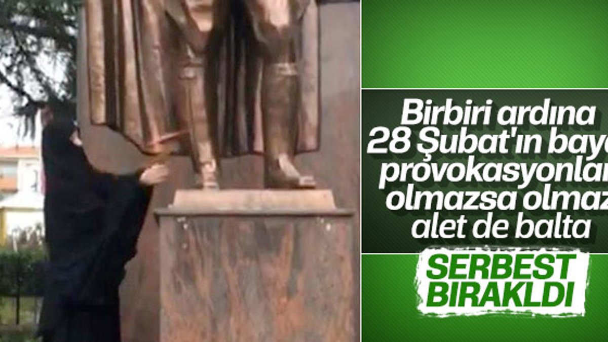 Atatürk heykeline saldıran kadın serbest bırakıldı