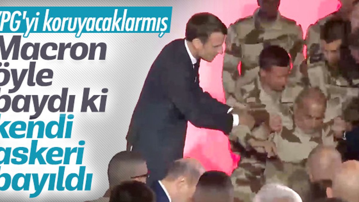 Fransız asker Macron'un yanında bayıldı
