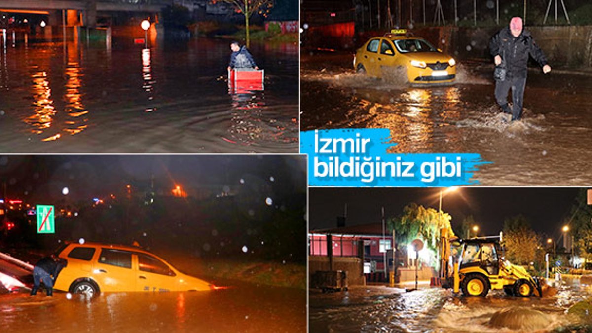 İzmir’de sağanak yağış hayatı olumsuz etkiledi