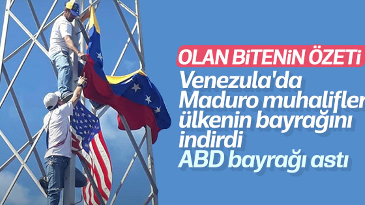 Venezuela'da darbe yanlıları ABD bayrakları asıyor