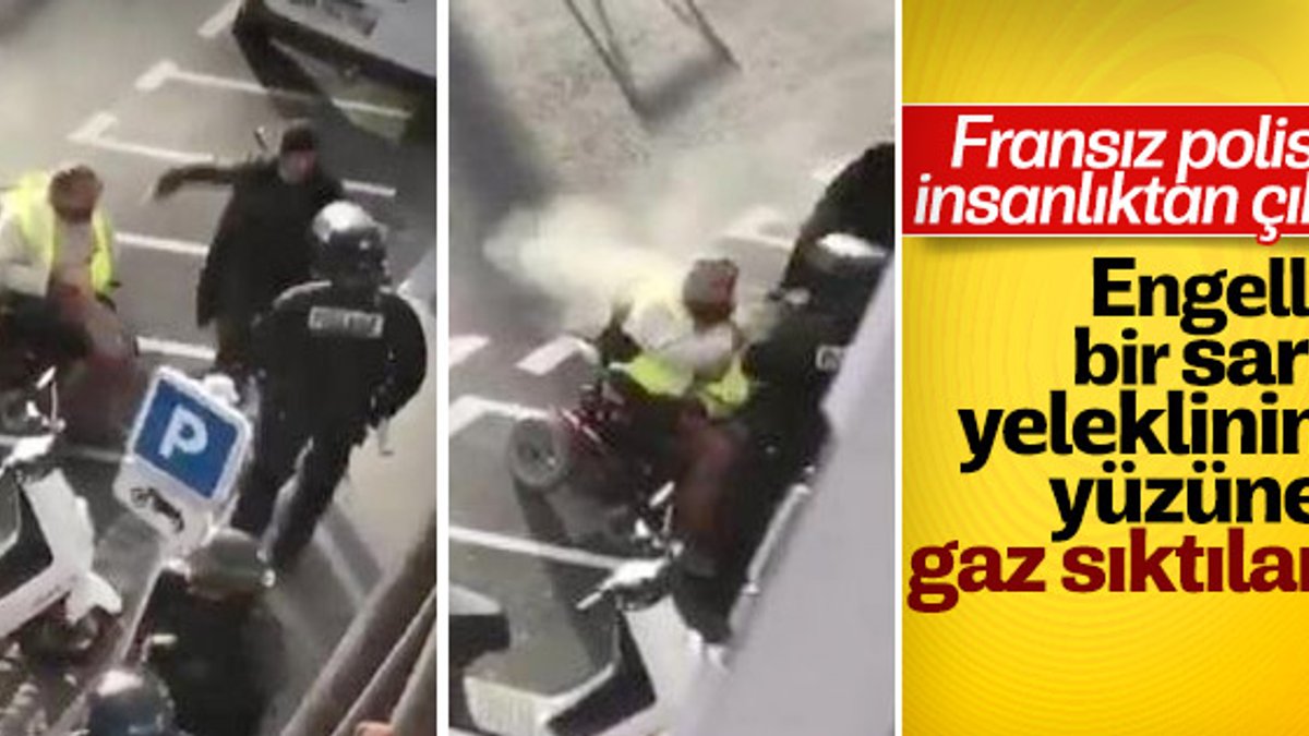 Fransız polisi engelli eylemciye gaz sıktı