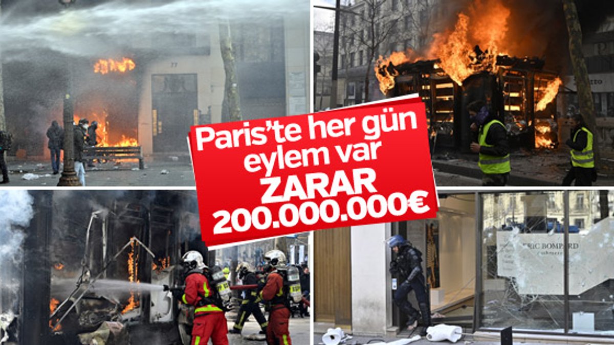 Sarı Yelekliler'den Fransa'ya 200 milyon euroluk zarar