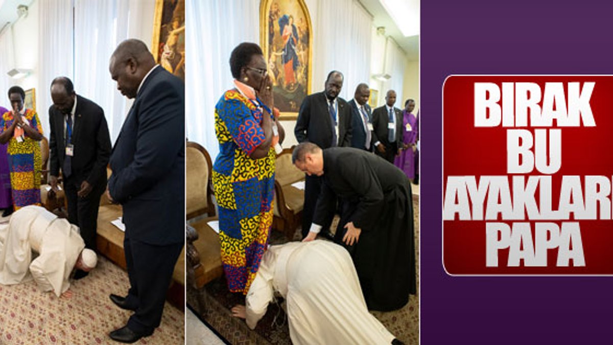 Papa Sudan liderinin ayağına sarıldı