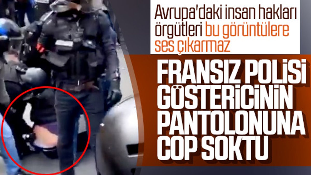 Fransız polisi göstericiyi copla taciz etti