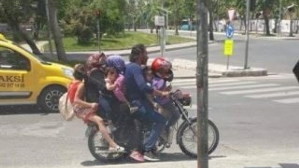 Kahramanmaraş'ta 7 kişi bir motosiklete bindi