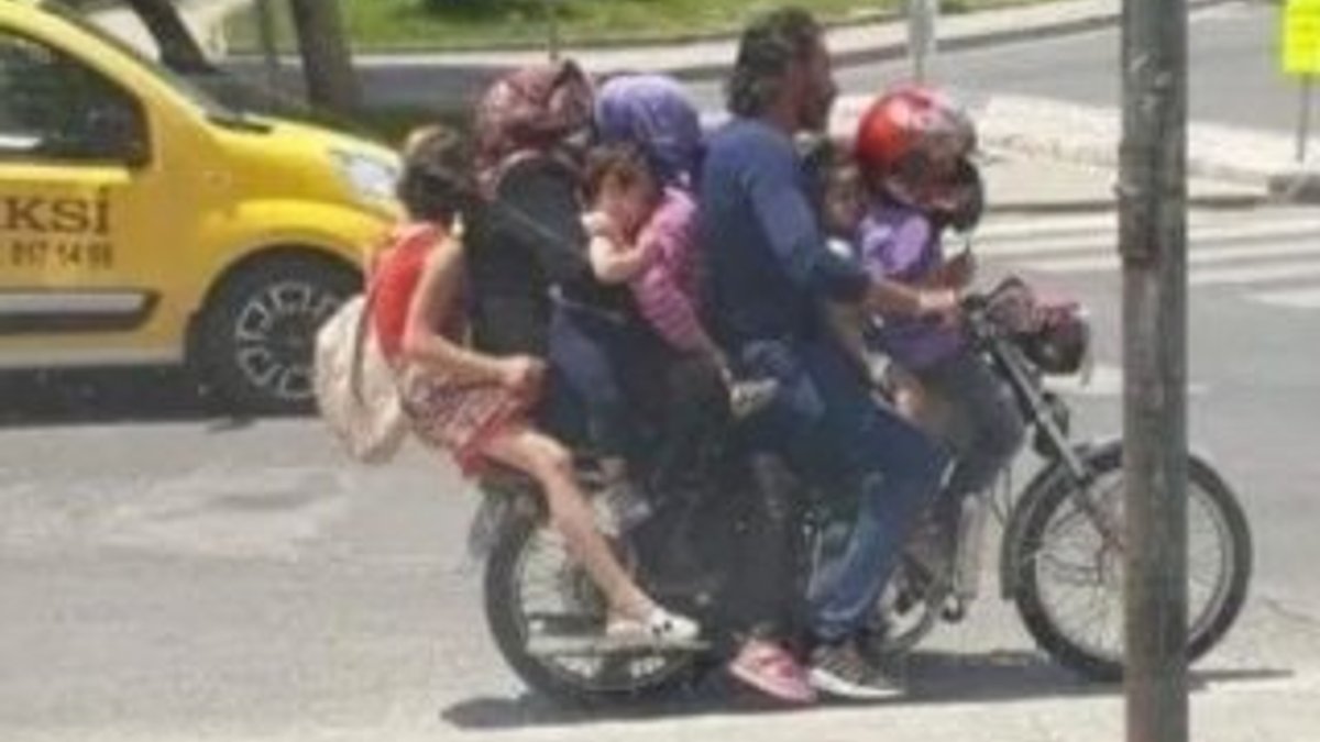 Kahramanmaraş'ta 7 kişi bir motosiklete bindi