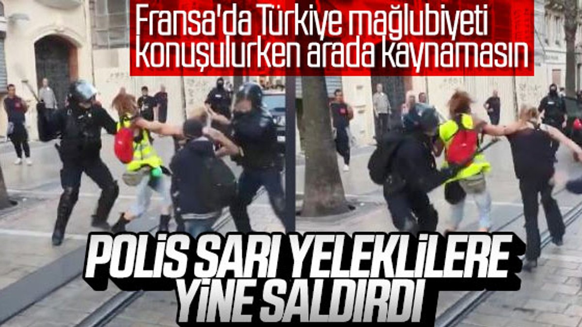 Sarı Yelekli protestocu kadına coplu saldırı