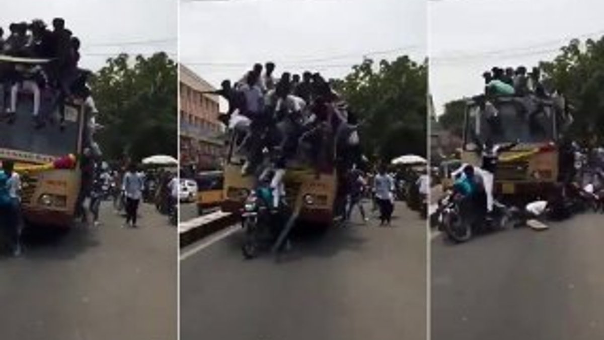 Otobüsün üzerinde seyahat eden 30 öğrenci yere düştü