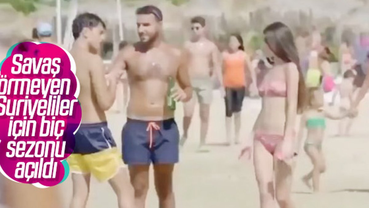 Lazkiye Plajı'nda eğlenen Suriyeliler