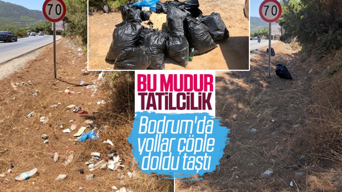 Bodrum'da araçlardan atılan atıklar toplanıyor
