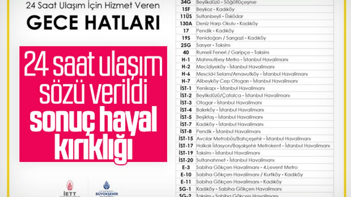 İstanbullular, İETT ve metronun 24 saat çalışmasını istiyor