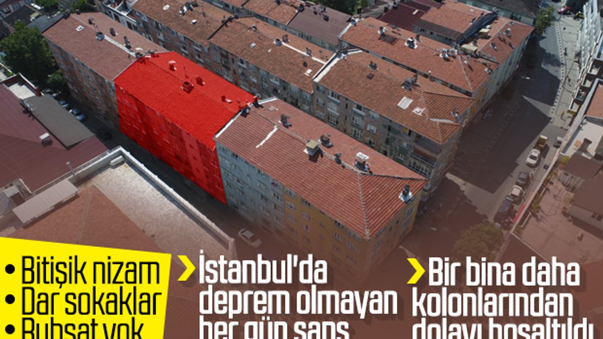 İstanbul'da kolonları çatlayan bina boşaltıldı