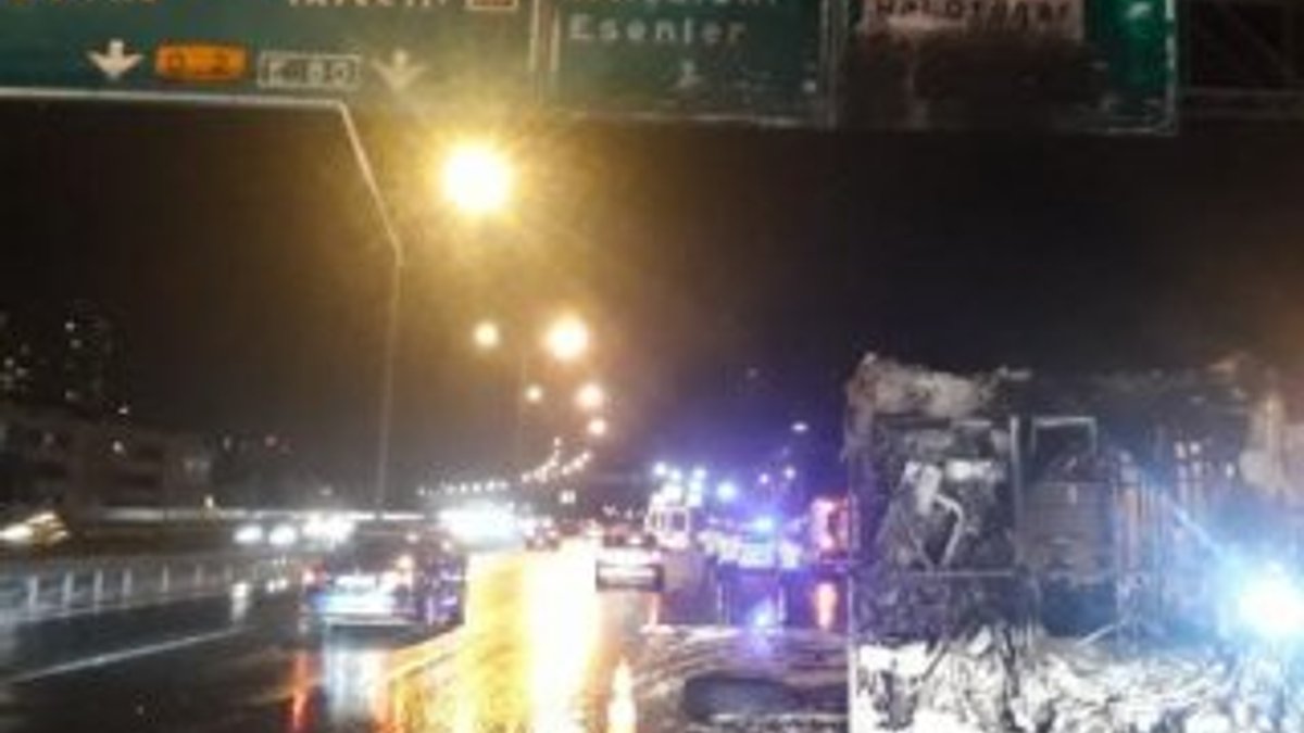 TEM'de otobüs alev alev yandı