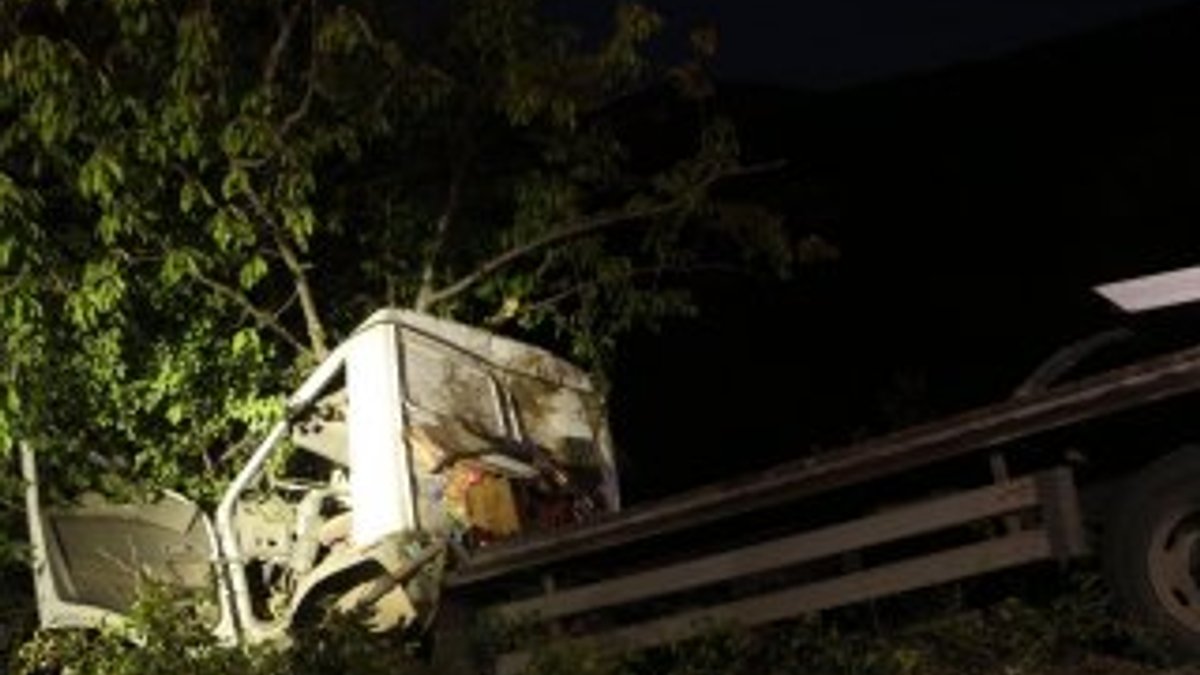 Tokat'ta kazada uçuruma yuvarlanan aracı, ağaç durdurdu