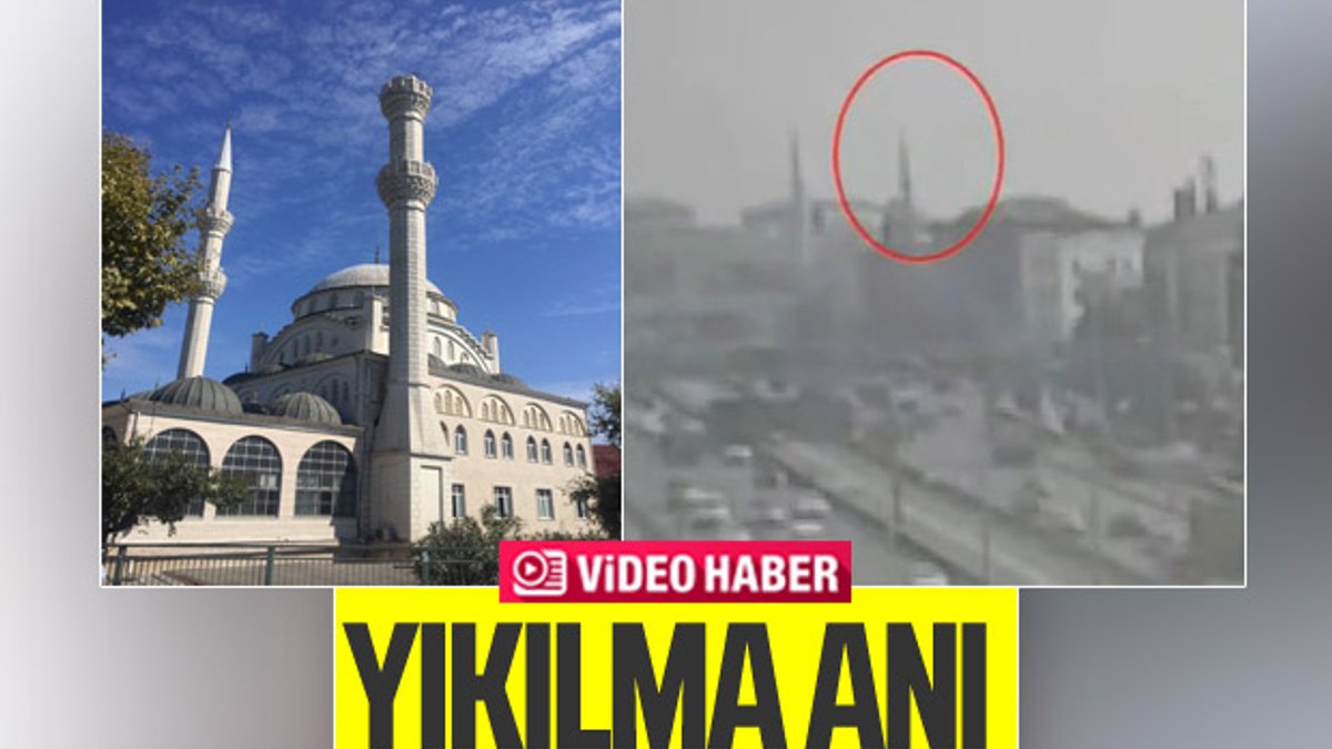 Avcılar'daki cami minaresinin depremde yıkılış anı
