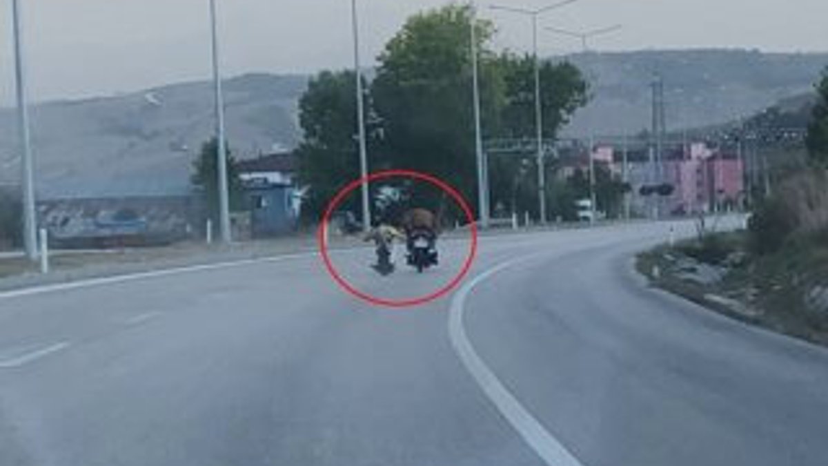 Samsun'da trafikte tehlike saçan motosikletli