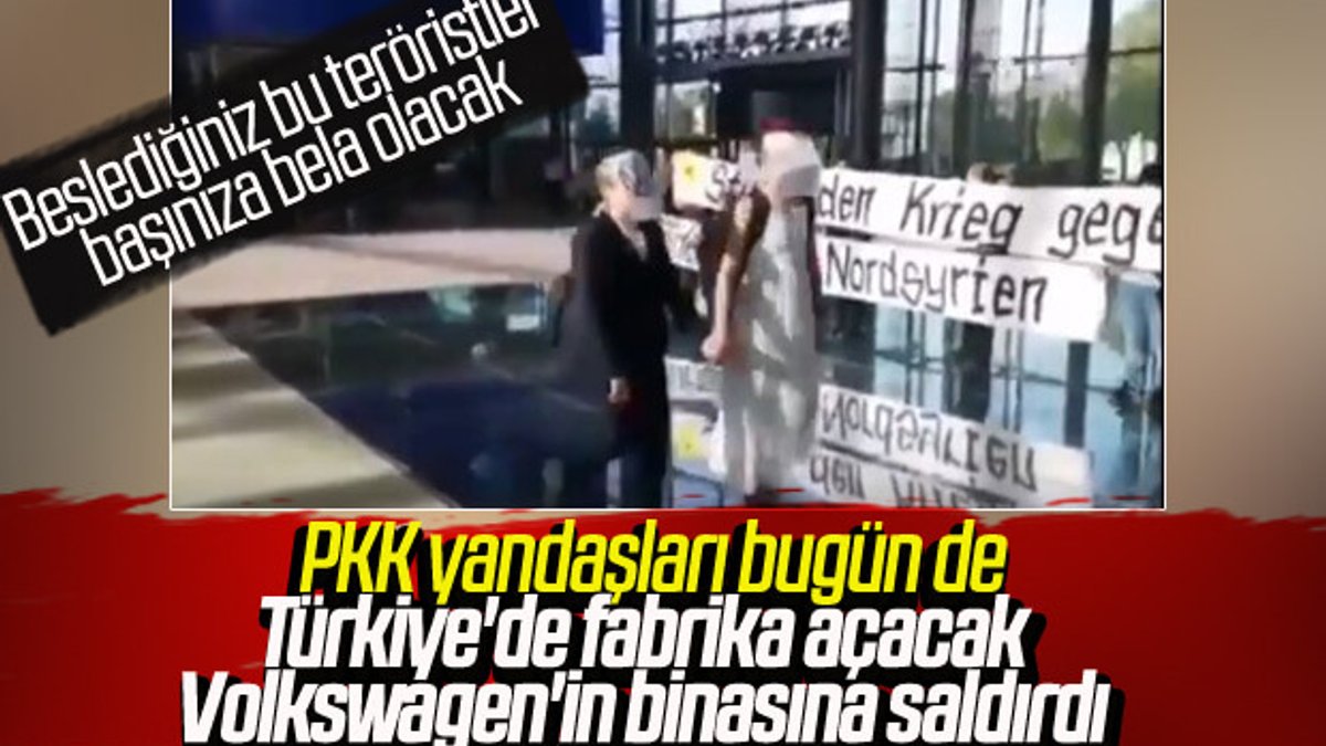 PKK yandaşlarından Volkswagen binasına saldırı
