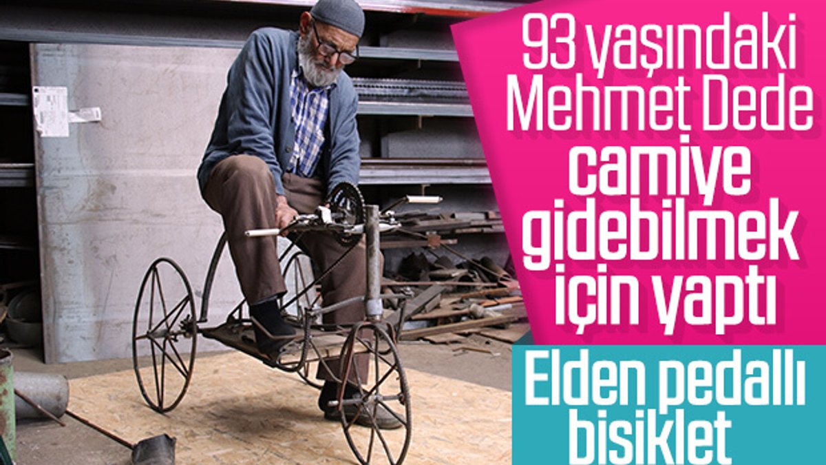93'lük dede camiye gitmek için bisiklet yaptı