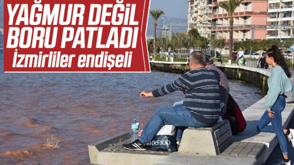 İzmir'de patlayan su borusu körfezi kahverengiye boyadı