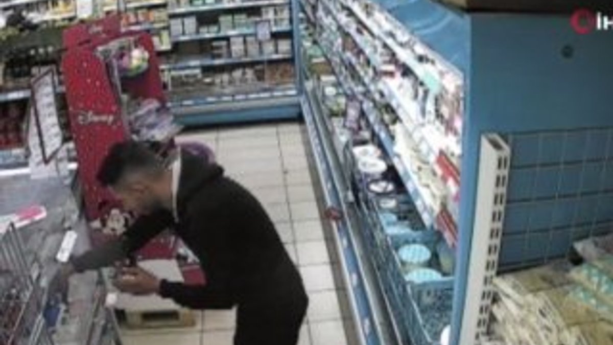 Marketten cep telefonu çalan hırsız kameralara yakalandı