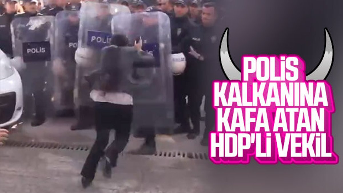 HDP'li millevekili polis kalkanına koşarak kafa attı