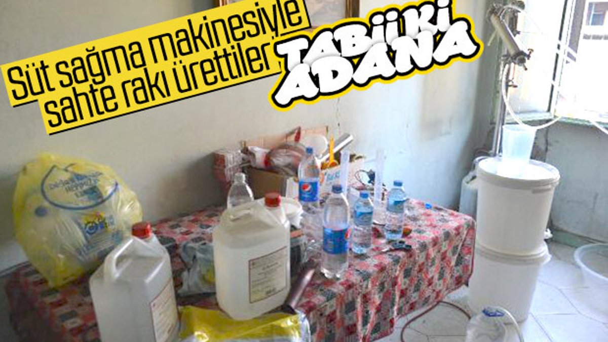 Adana'da süt sağma makineli sahte rakı üretimi