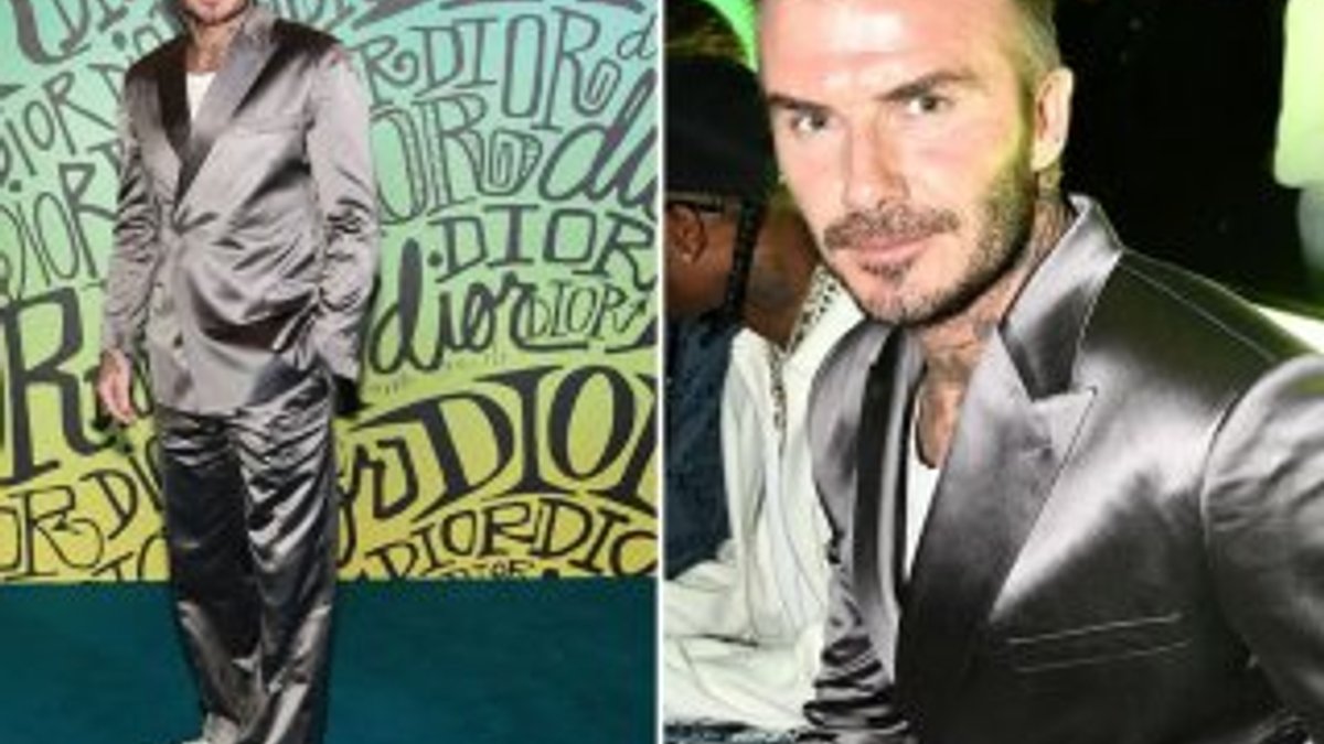 David Beckham parlak takım giydi