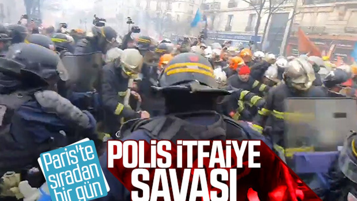 Paris'te itfaiye ile polisin çatışması
