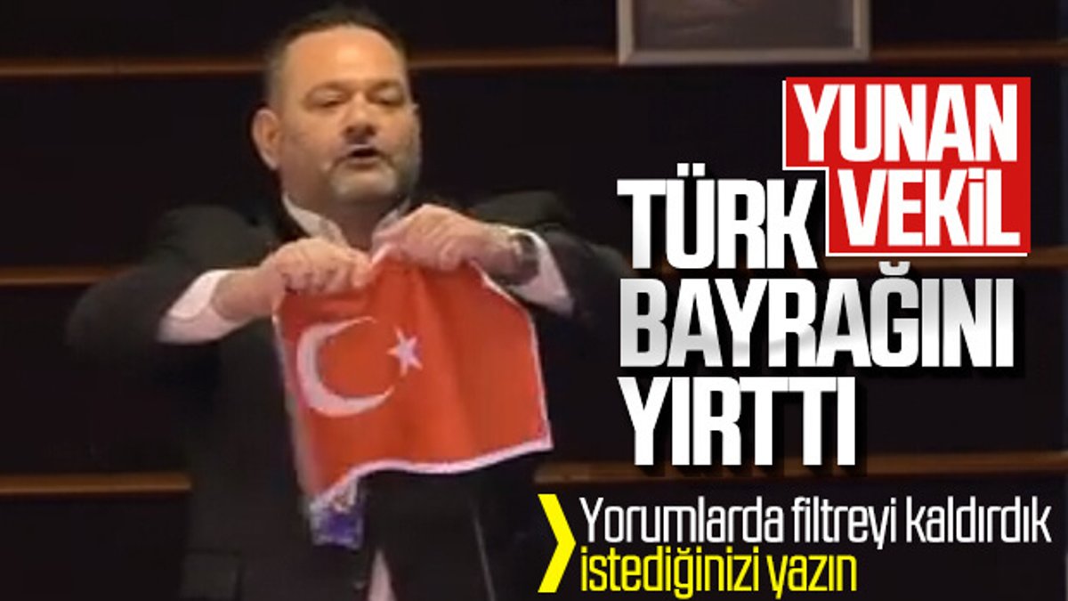 Yunan vekil, AP'de Türk bayrağını yırttı