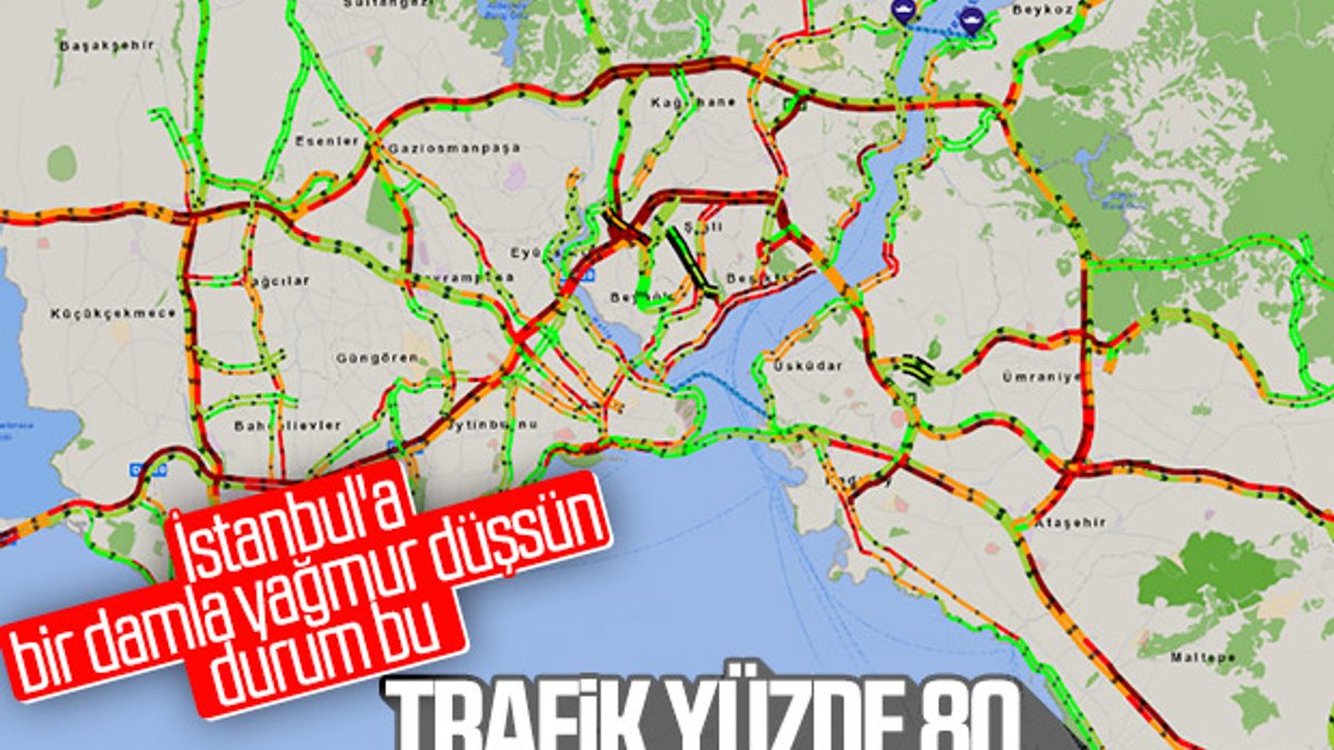 İstanbul'da yağmur sonrası trafik kilitlendi