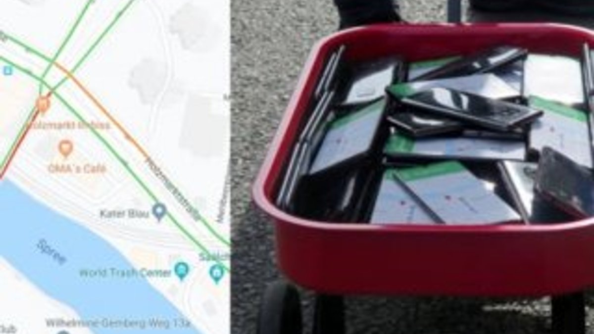 99 adet telefonla Google Haritalar'da trafik oluşturan adam