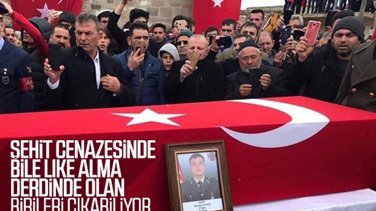Şehit cenazesinde sosyal medya derdine düştüler