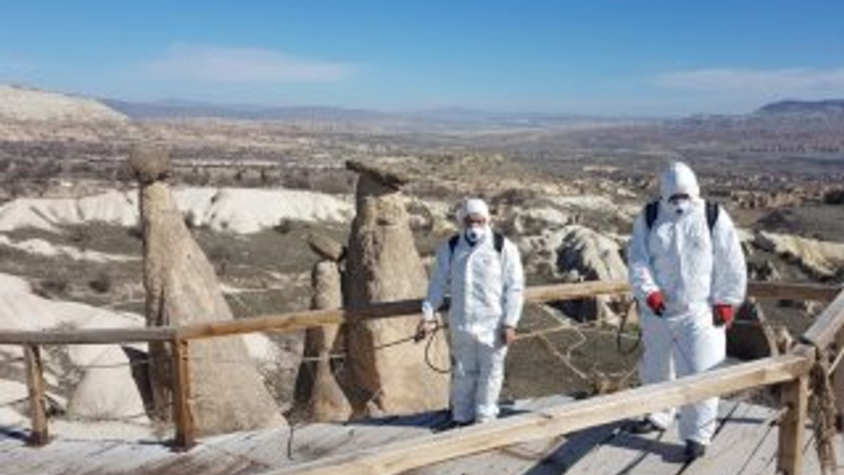 Kapadokya'da koronavirüs temizliği yapılıyor